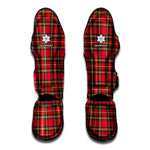 Red And Green Scottish Tartan Print Muay Thai Shin Guard