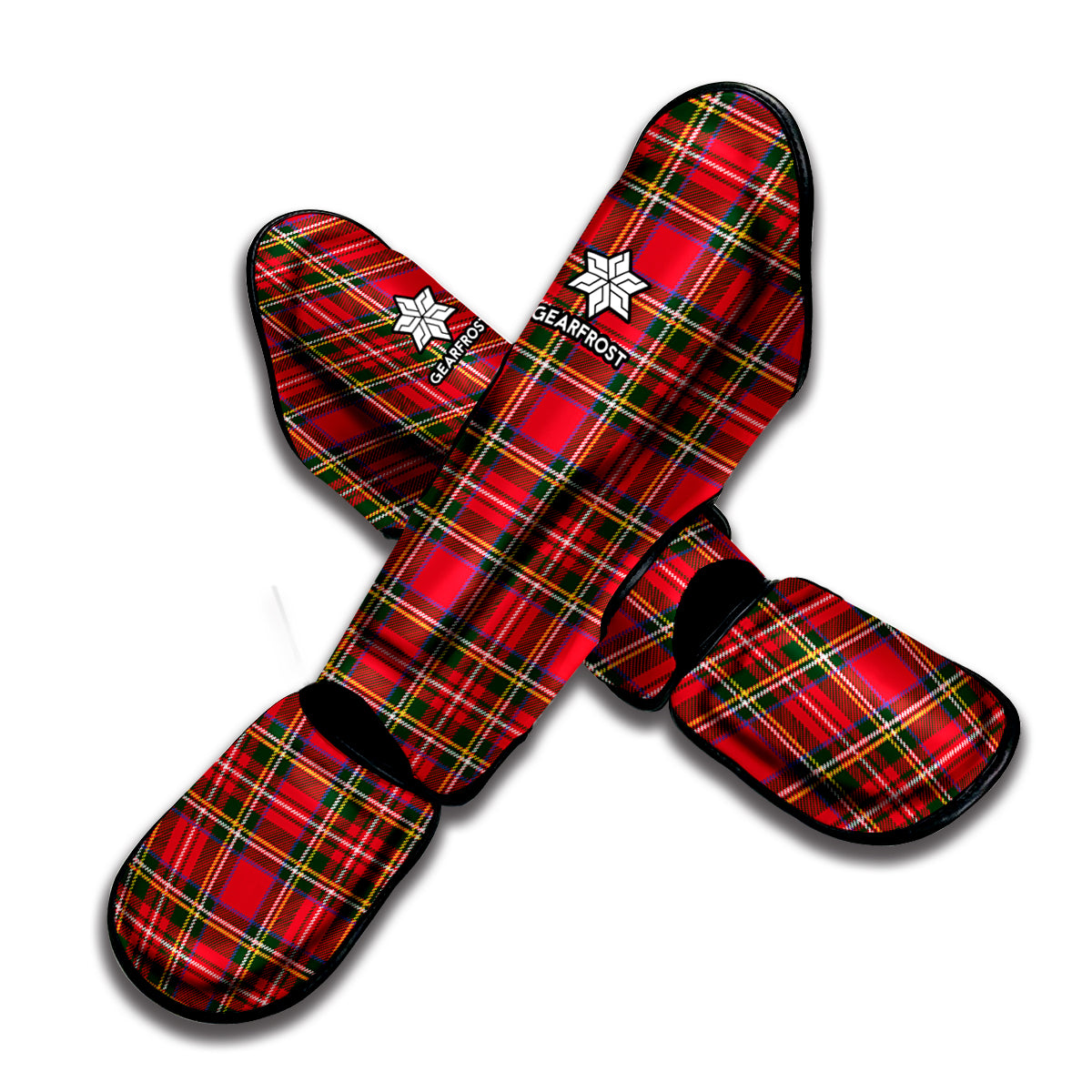 Red And Green Scottish Tartan Print Muay Thai Shin Guard