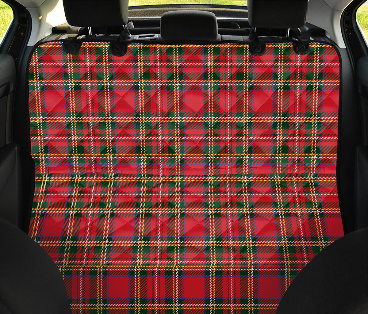 Red And Green Scottish Tartan Print Pet Car Back Seat Cover