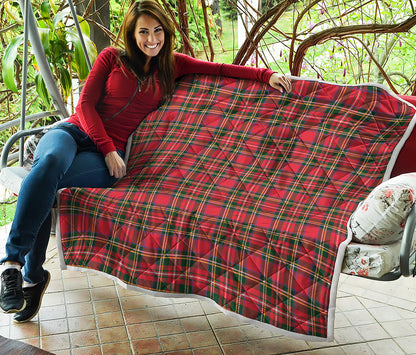 Red And Green Scottish Tartan Print Quilt