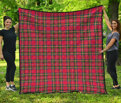 Red And Green Scottish Tartan Print Quilt