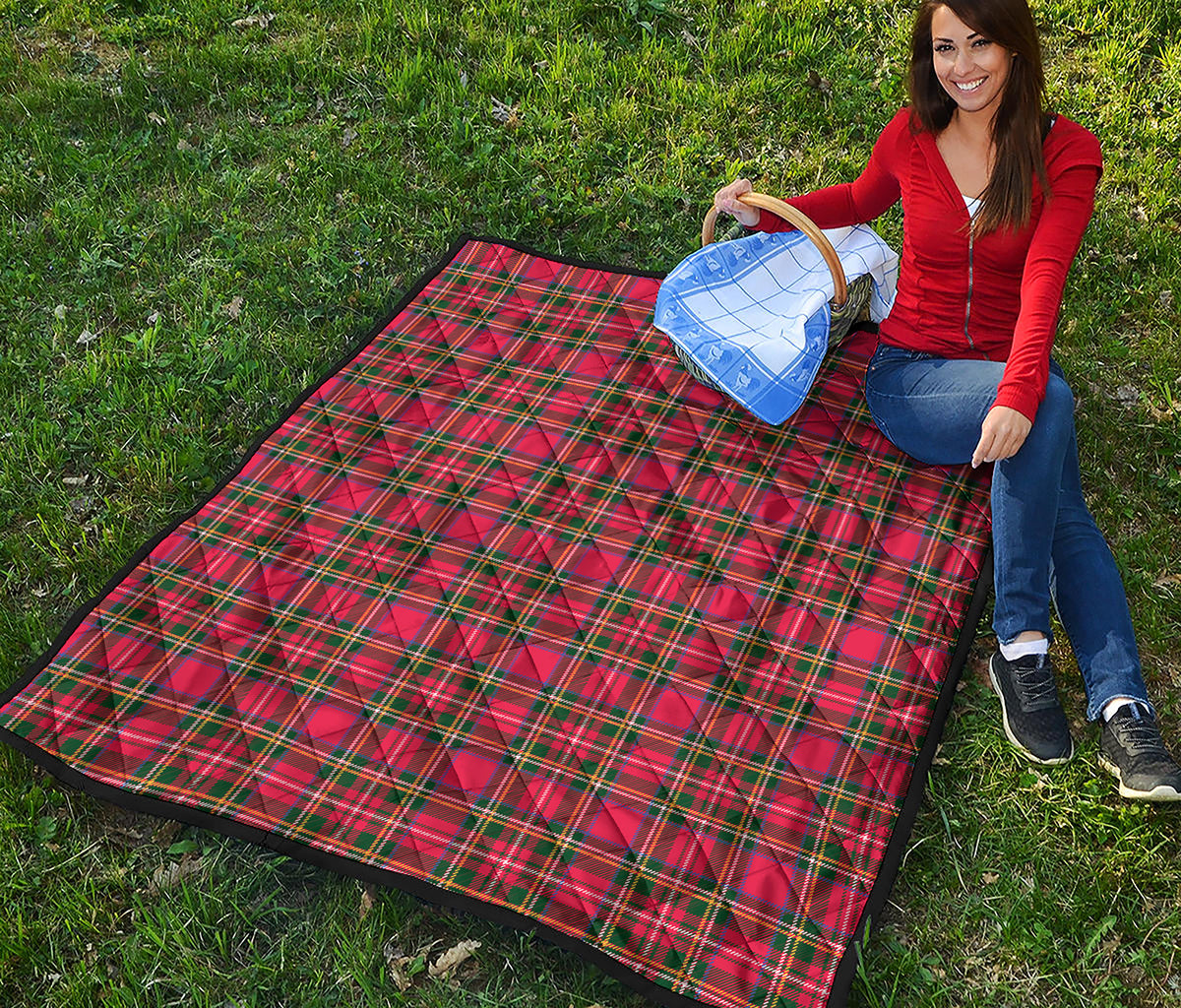 Red And Green Scottish Tartan Print Quilt