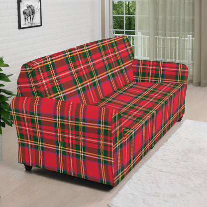 Red And Green Scottish Tartan Print Sofa Cover