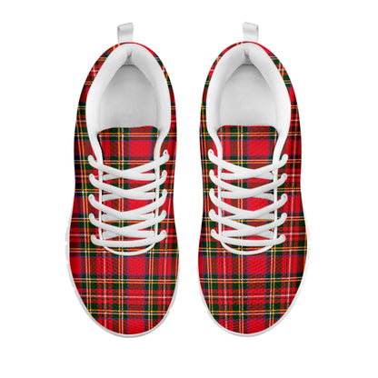 Red And Green Scottish Tartan Print White Sneakers