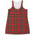 Red And Green Scottish Tartan Print Women's Racerback Tank Top