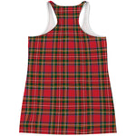 Red And Green Scottish Tartan Print Women's Racerback Tank Top