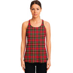 Red And Green Scottish Tartan Print Women's Racerback Tank Top