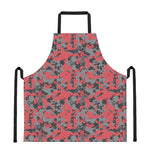 Red And Grey Digital Camo Pattern Print Apron