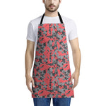 Red And Grey Digital Camo Pattern Print Apron