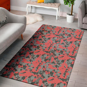 Red And Grey Digital Camo Pattern Print Area Rug
