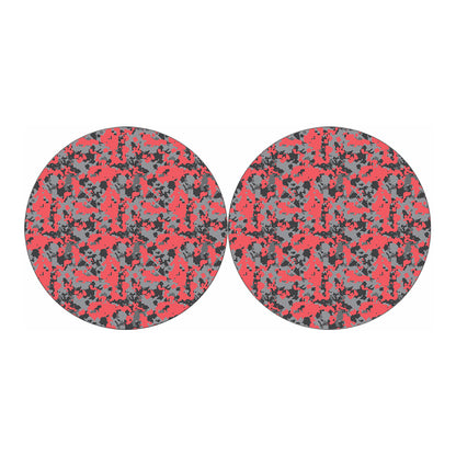 Red And Grey Digital Camo Pattern Print Car Coasters