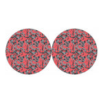 Red And Grey Digital Camo Pattern Print Car Coasters