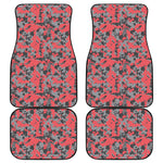 Red And Grey Digital Camo Pattern Print Front and Back Car Floor Mats