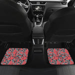 Red And Grey Digital Camo Pattern Print Front and Back Car Floor Mats