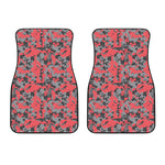 Red And Grey Digital Camo Pattern Print Front Car Floor Mats