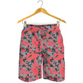 Red And Grey Digital Camo Pattern Print Men's Shorts