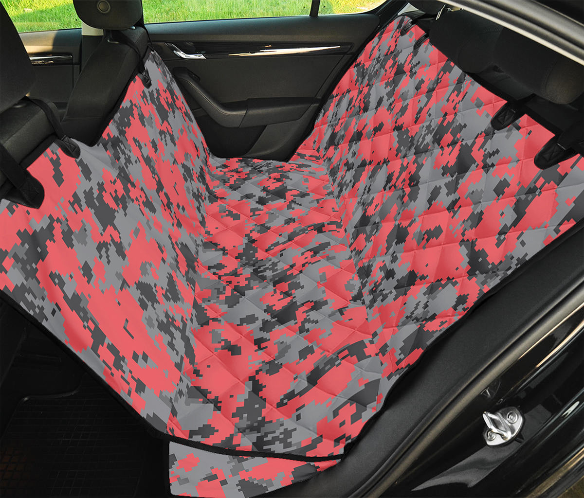 Red And Grey Digital Camo Pattern Print Pet Car Back Seat Cover