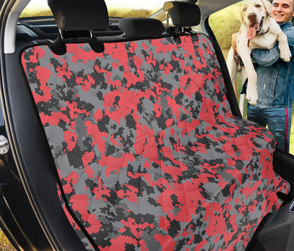 Red And Grey Digital Camo Pattern Print Pet Car Back Seat Cover