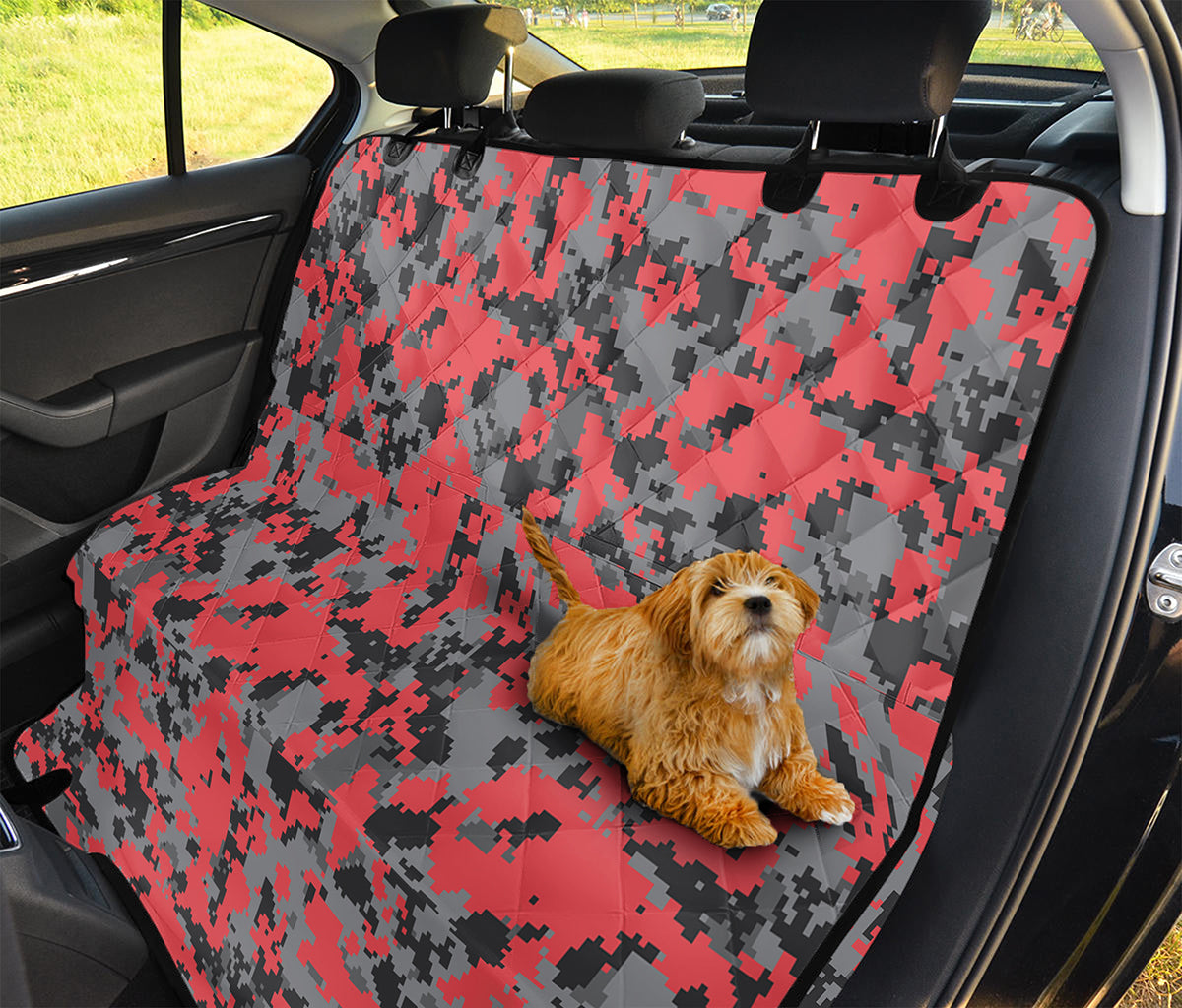 Red And Grey Digital Camo Pattern Print Pet Car Back Seat Cover