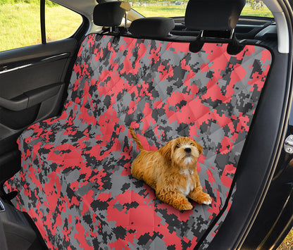 Red And Grey Digital Camo Pattern Print Pet Car Back Seat Cover