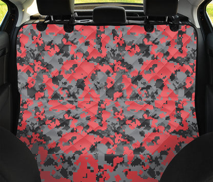 Red And Grey Digital Camo Pattern Print Pet Car Back Seat Cover