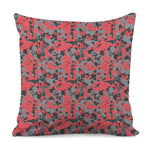 Red And Grey Digital Camo Pattern Print Pillow Cover