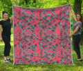 Red And Grey Digital Camo Pattern Print Quilt