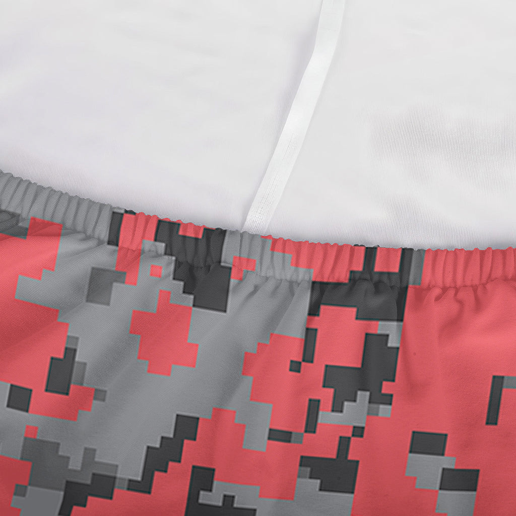 Red And Grey Digital Camo Pattern Print Sofa Cover