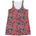 Red And Grey Digital Camo Pattern Print Women's Racerback Tank Top