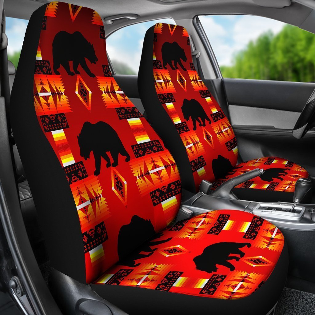 Red And Orange Native Bear Universal Fit Car Seat Covers GearFrost