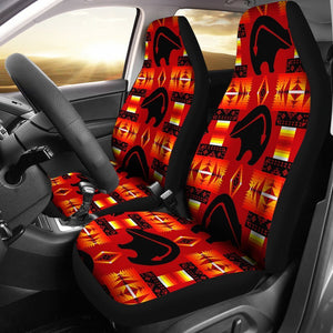 Red And Orange Native Grizzly Bear Universal Fit Car Seat Covers GearFrost