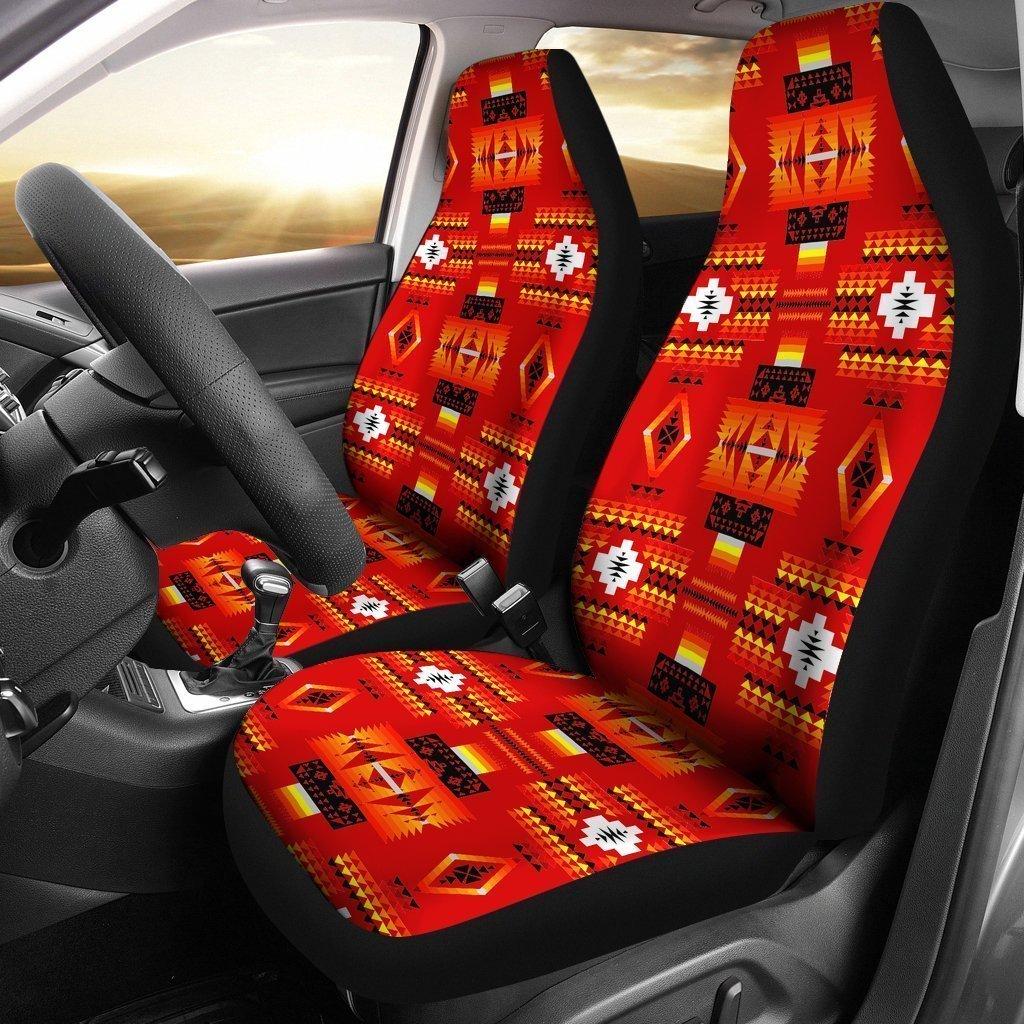 Red And Orange Native Universal Fit Car Seat Covers GearFrost