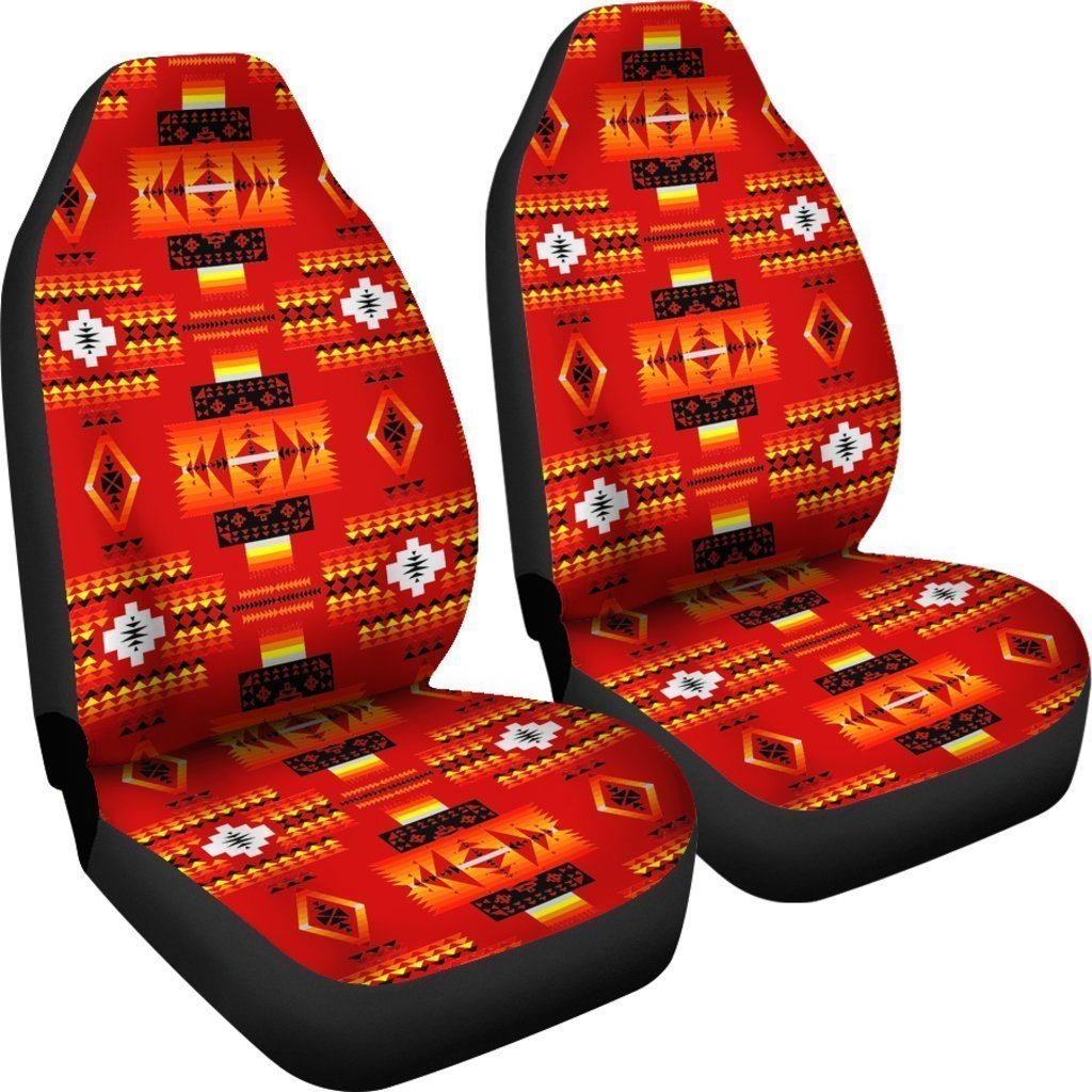 Red And Orange Native Universal Fit Car Seat Covers GearFrost