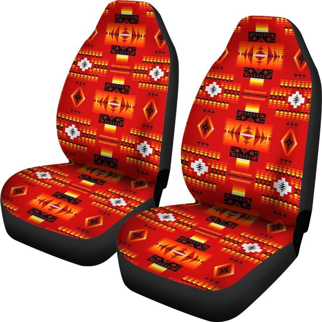 Red And Orange Native Universal Fit Car Seat Covers GearFrost