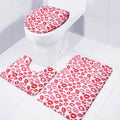 Red And Pink Lips Pattern Print 3 Piece Bath Mat Set