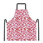 Red And Pink Lips Pattern Print Apron