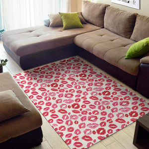 Red And Pink Lips Pattern Print Area Rug