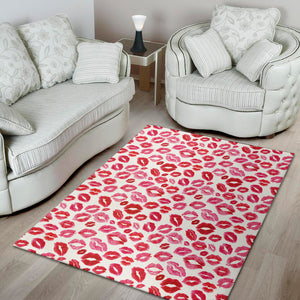 Red And Pink Lips Pattern Print Area Rug