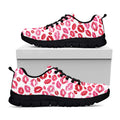 Red And Pink Lips Pattern Print Black Running Shoes