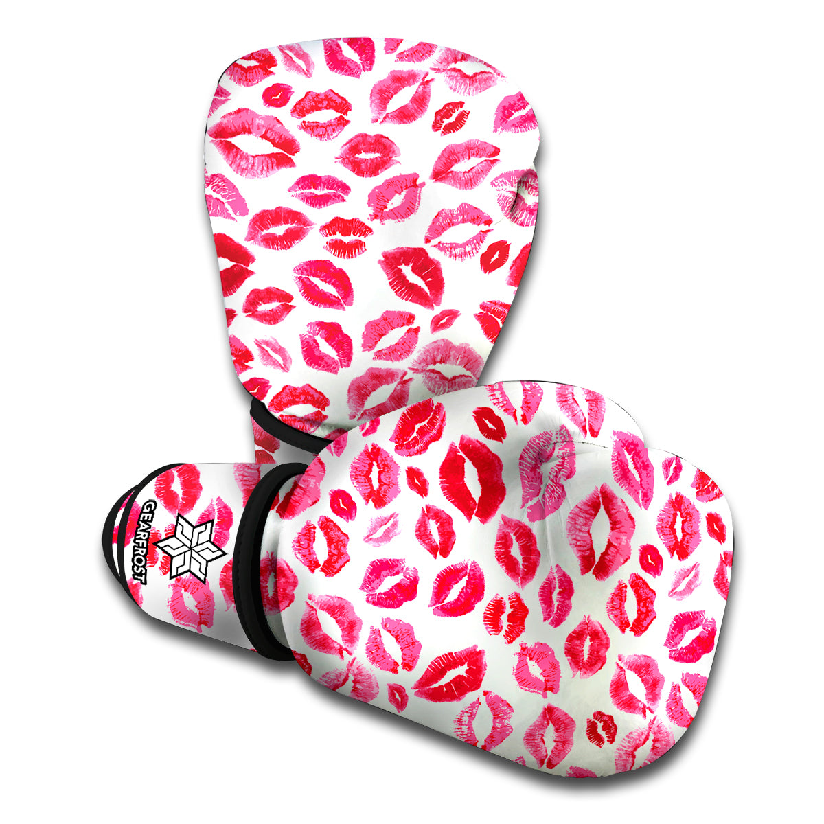 Red And Pink Lips Pattern Print Boxing Gloves