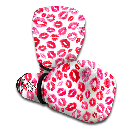 Red And Pink Lips Pattern Print Boxing Gloves