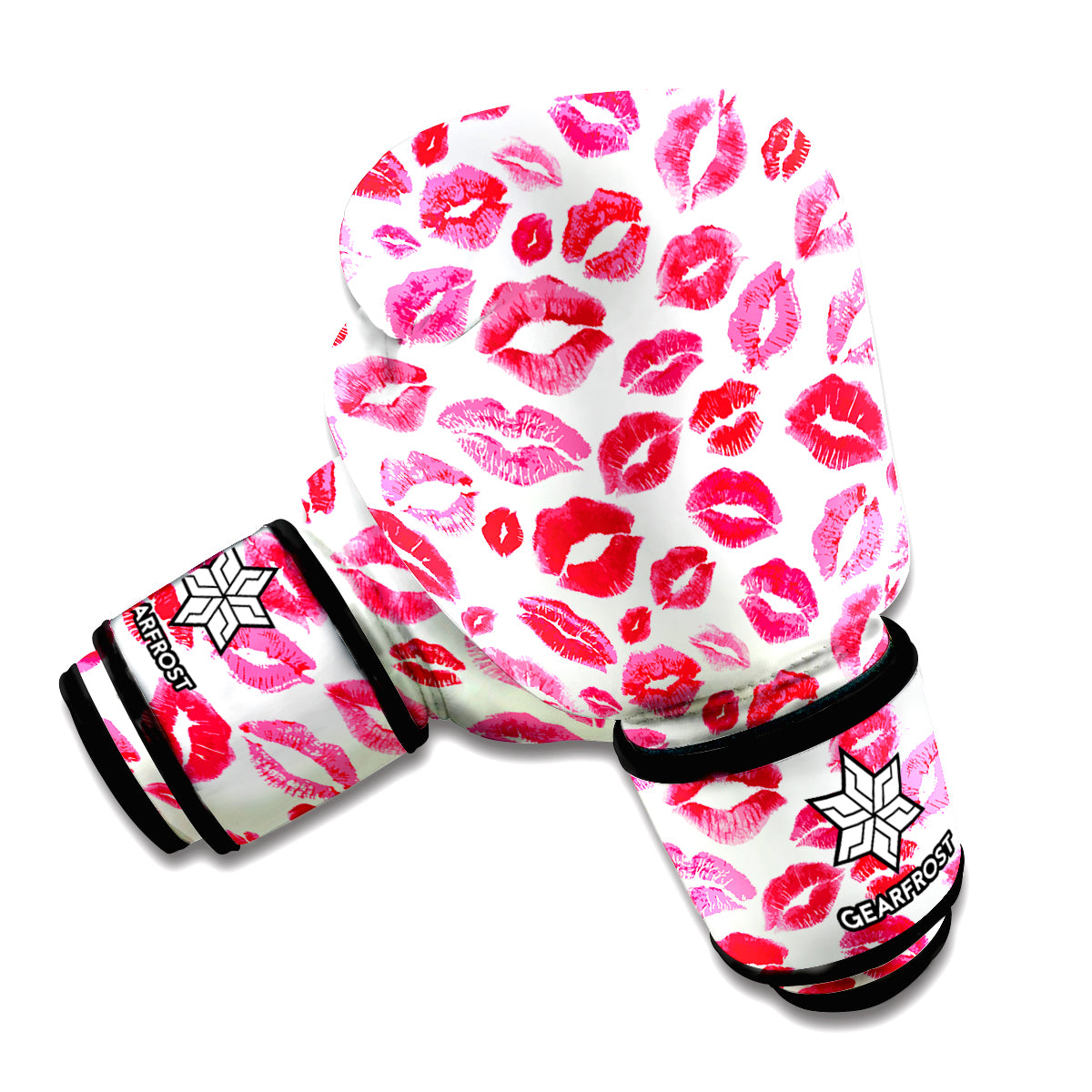 Red And Pink Lips Pattern Print Boxing Gloves