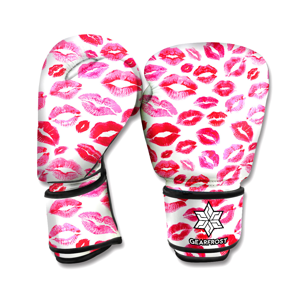 Red And Pink Lips Pattern Print Boxing Gloves