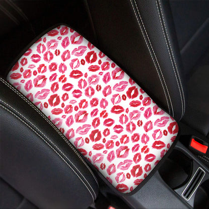 Red And Pink Lips Pattern Print Car Center Console Cover