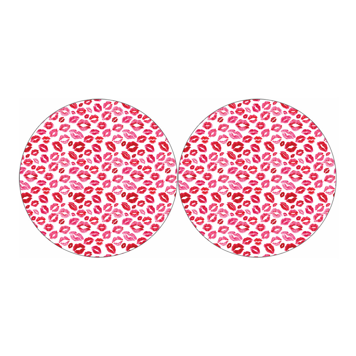 Red And Pink Lips Pattern Print Car Coasters