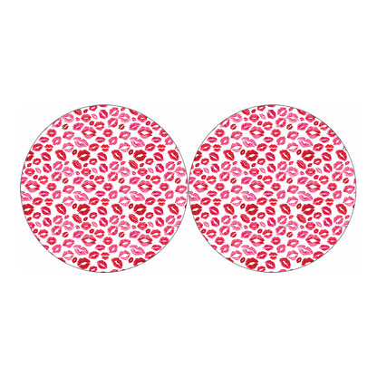 Red And Pink Lips Pattern Print Car Coasters