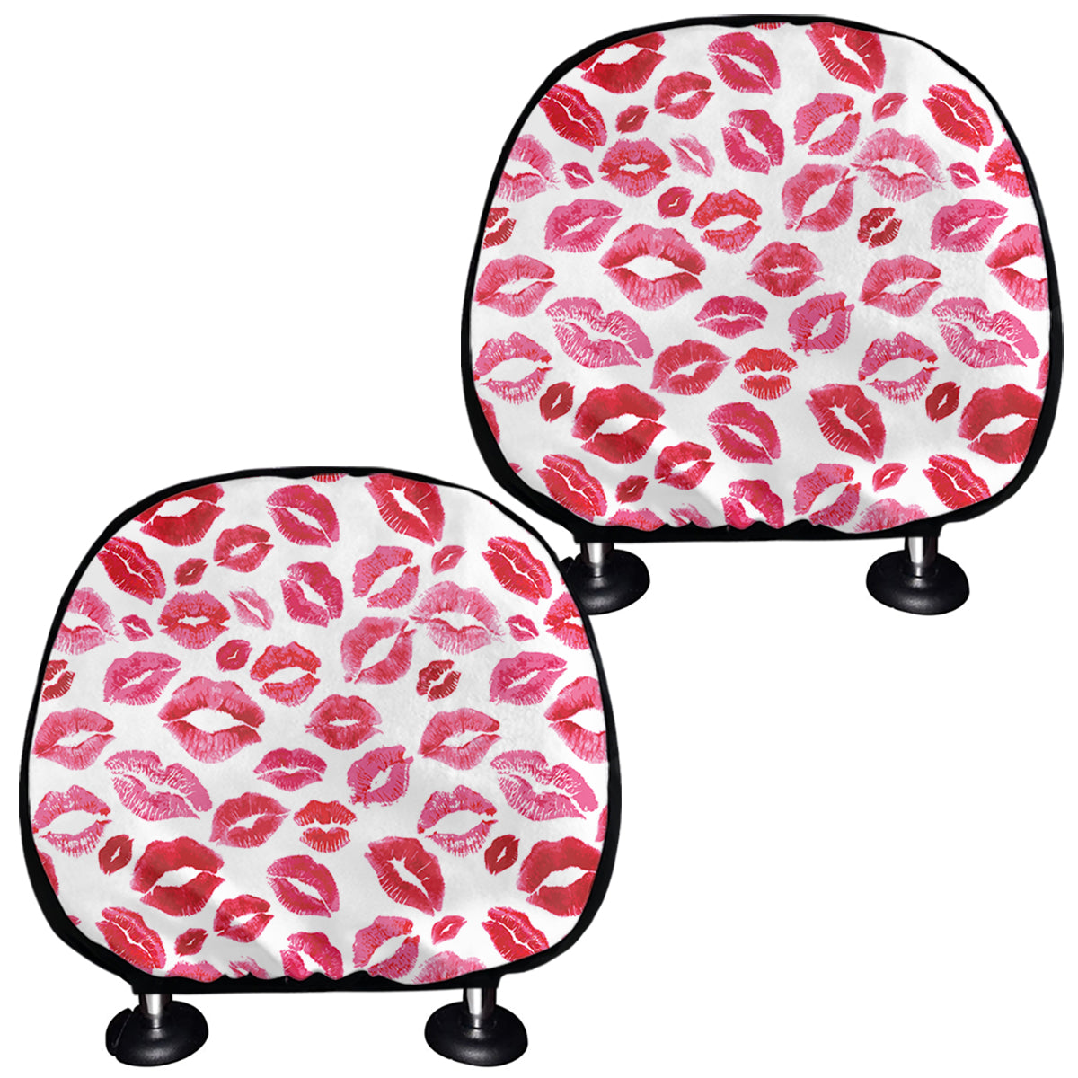 Red And Pink Lips Pattern Print Car Headrest Covers