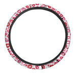Red And Pink Lips Pattern Print Car Steering Wheel Cover
