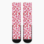 Red And Pink Lips Pattern Print Crew Socks
