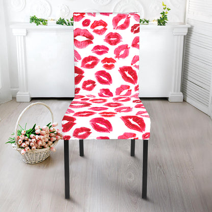 Red And Pink Lips Pattern Print Dining Chair Slipcover